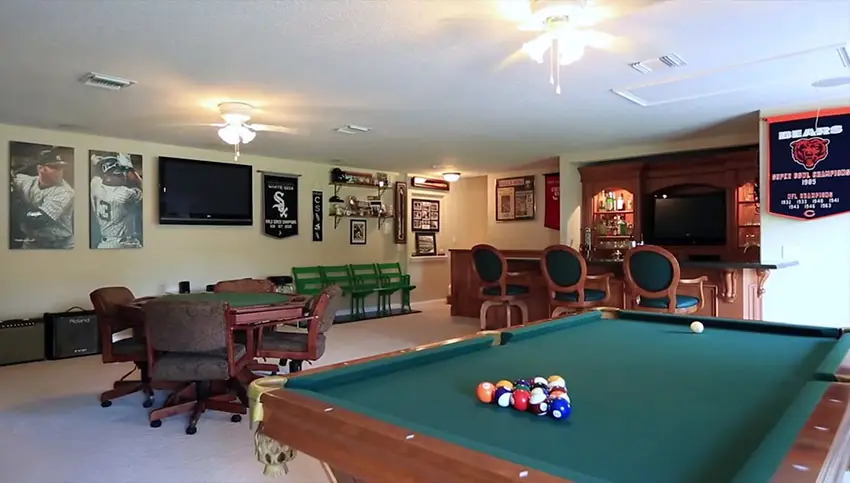 Home sports bar, billiards and card table