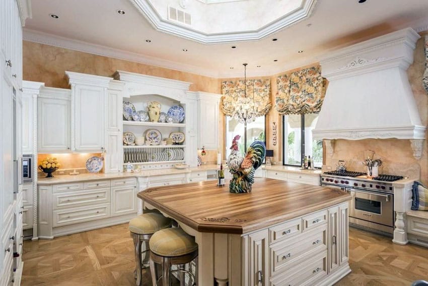 Luxury kitchen with decorative cabinetry, and skylight cupola