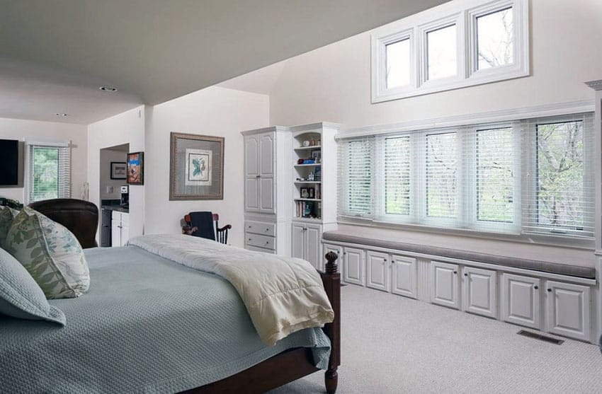 Master bedroom with window blinds