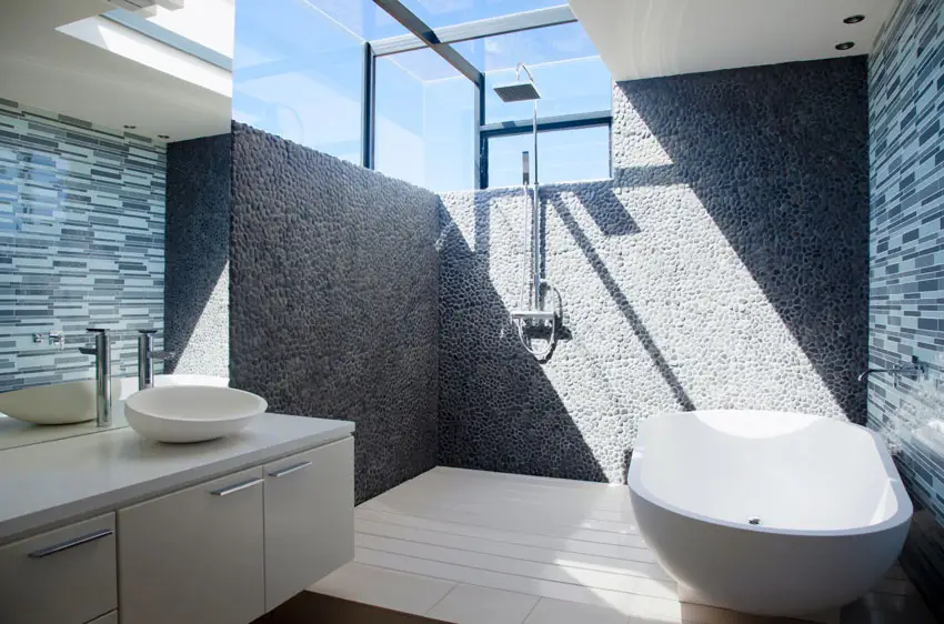Modern bathroom with skylight