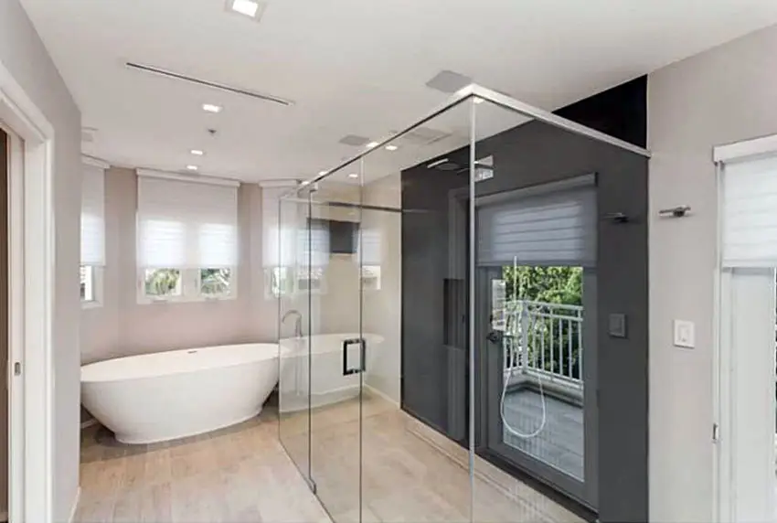 Modern bathroom with window in shower