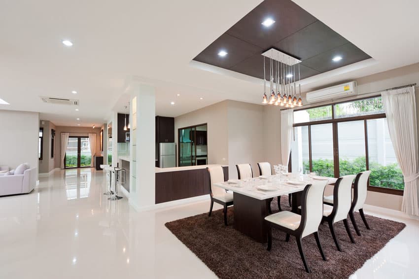 Modern dining room with open plan layout