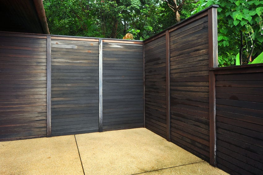 Modern wood fence with horizontal wood planks