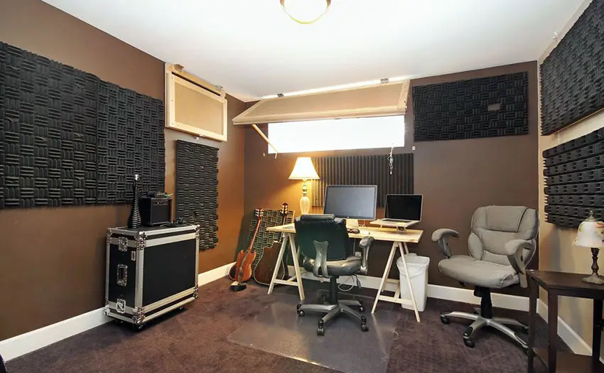Home music recording studio with sound proofing