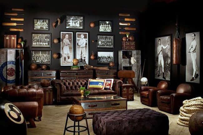 Old fashioned sports room man cave
