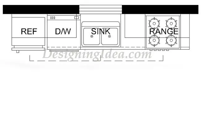 One wall kitchen layout