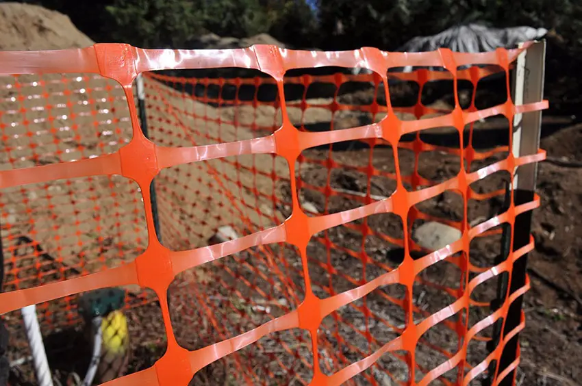 Orange construction plastic fence