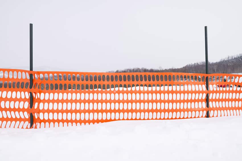 Snow fence on roadside