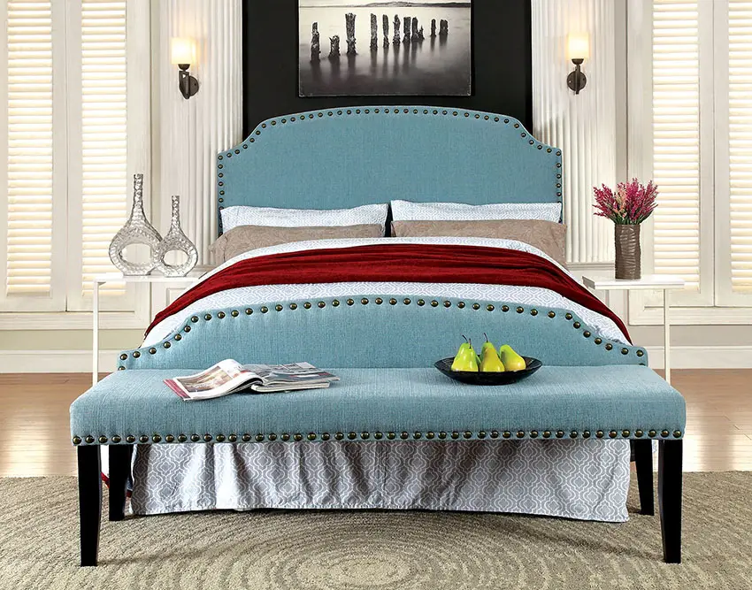 Teal bedroom bench millersburg upholstered fabric 