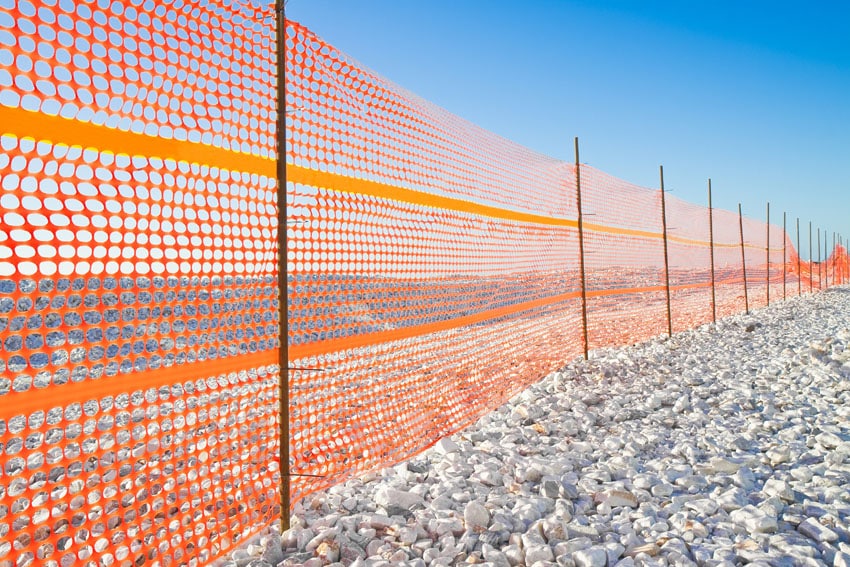 Temporary orange construction fence