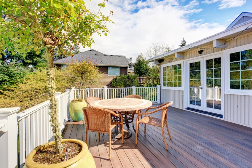Backyard deck with rails