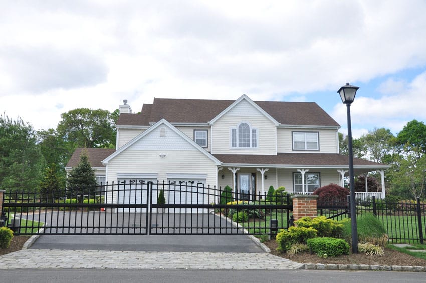 Suburban home with double gate