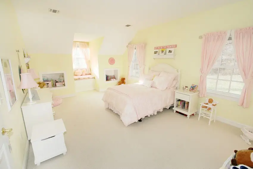 Yellow color girls bedroom