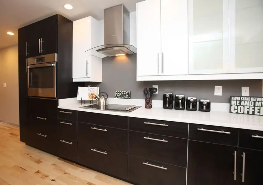 Black and white cabinet kitchen on one wall