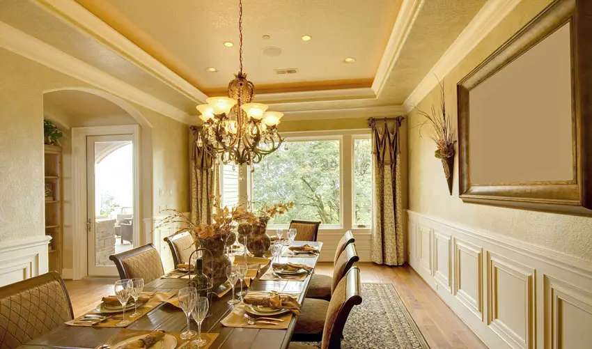 Gold color luxury formal dining room