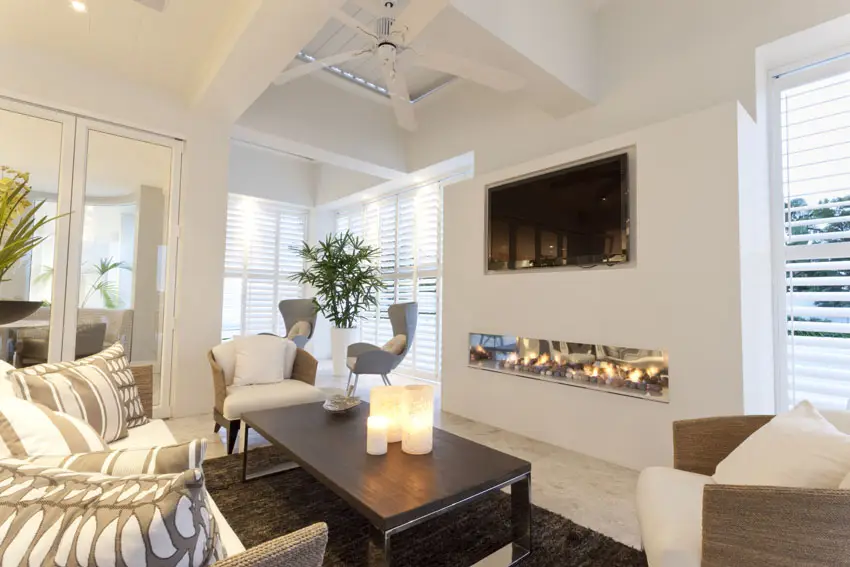 Living room with modern fireplace