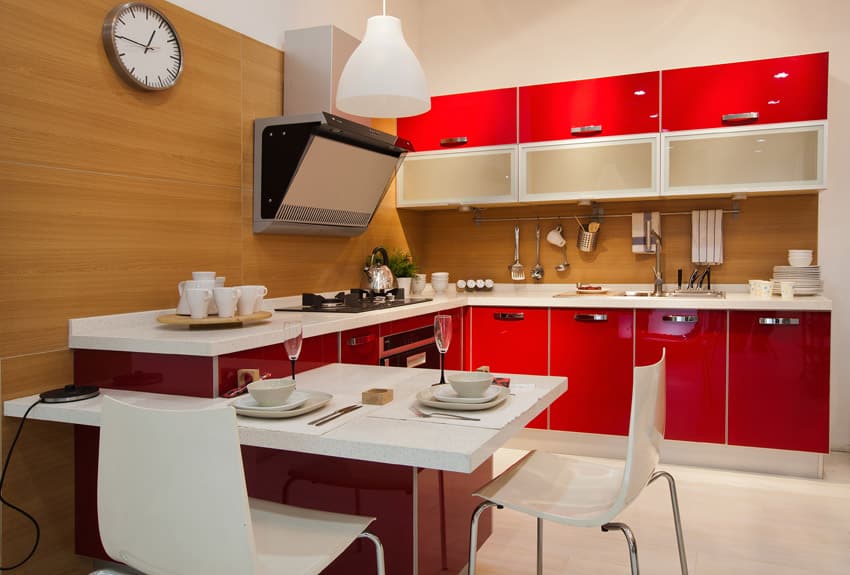 modern-kitchen-with-red-cabinets-and-white-countertop
