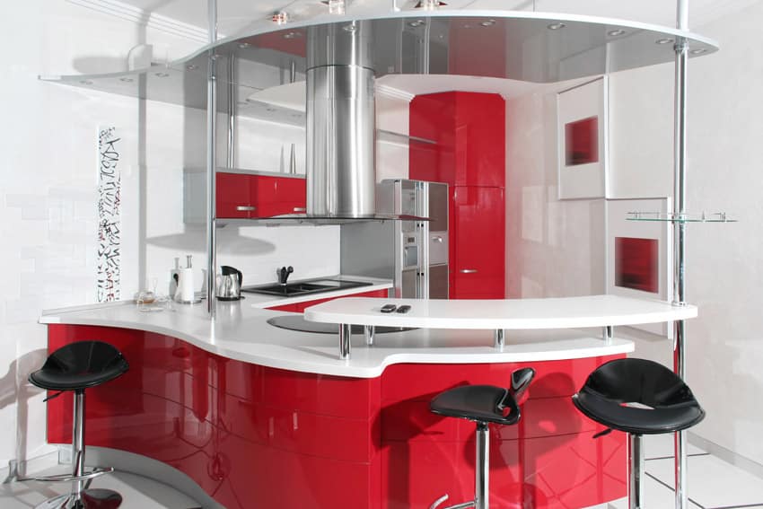 modern-red-and-white-kitchen-with-curved-peninsula