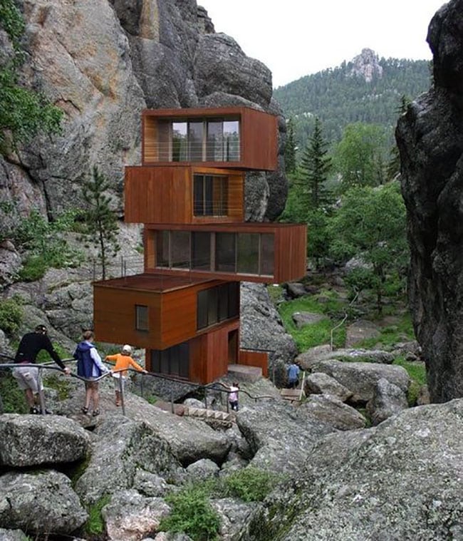 Modern tiny house in wilderness