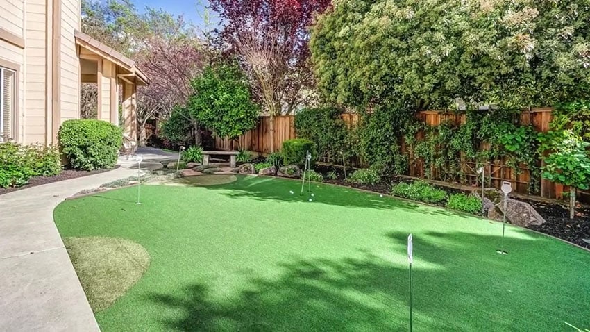 Putting green in homes backyard