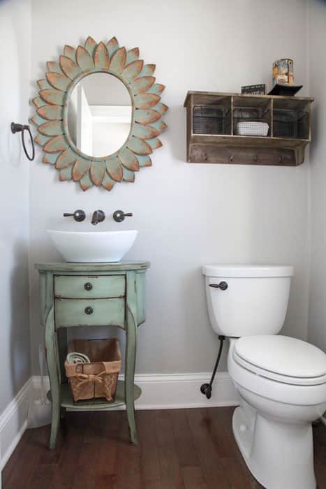 Small bathroom with eclectic console table