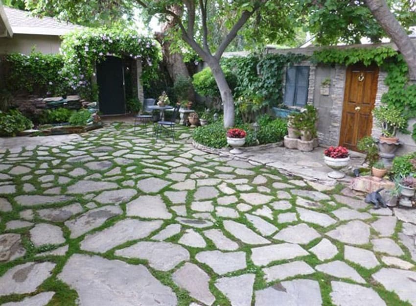 Stone with grass patio design
