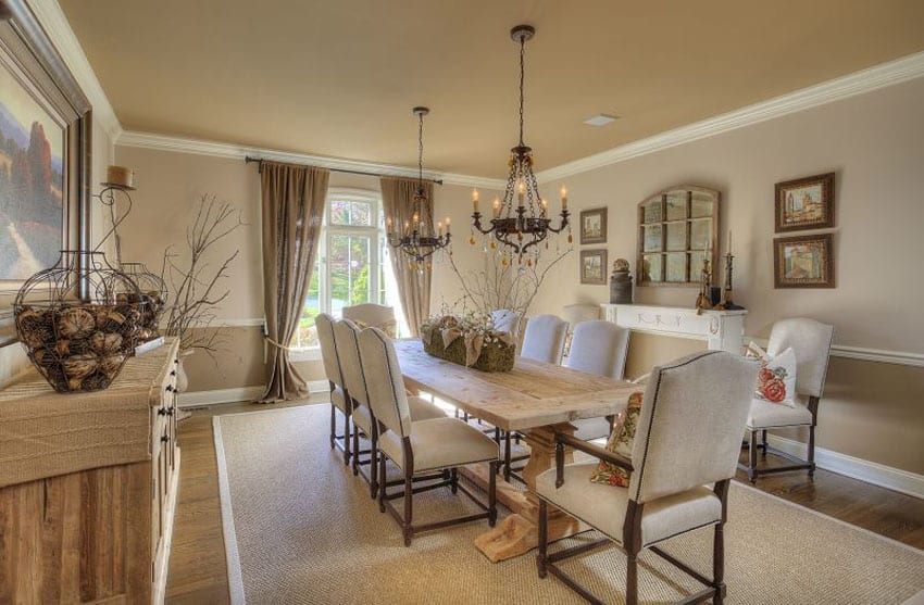 Traditional dining room with solid wood table