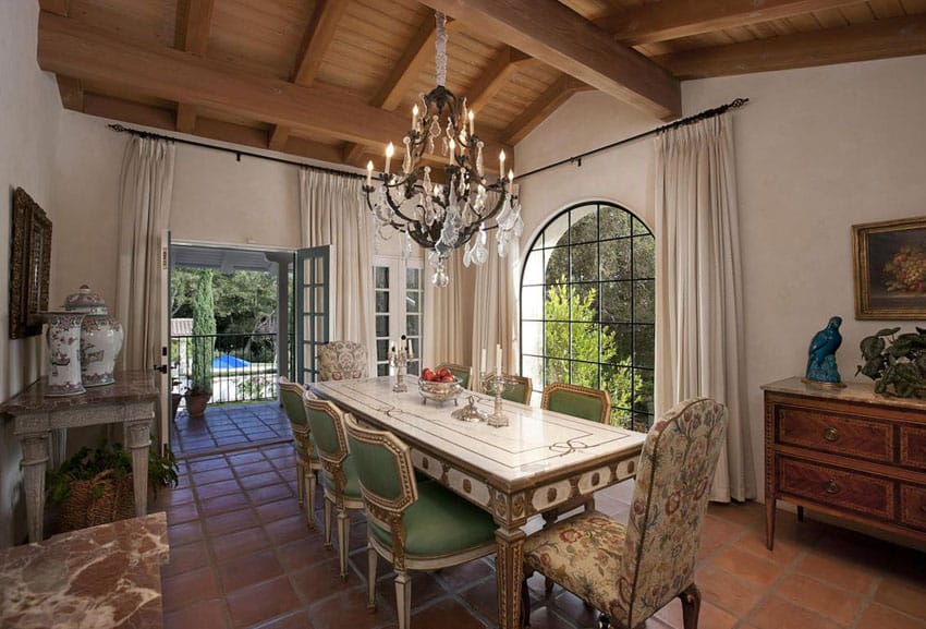 Traditional luxury dining room at Mediterranean house