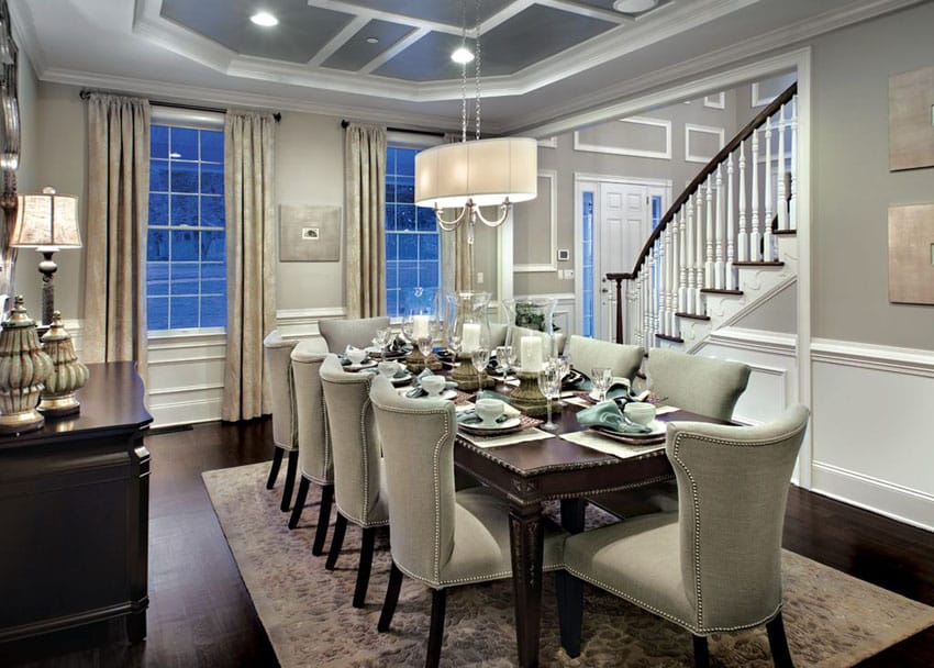 beige and gray dining room