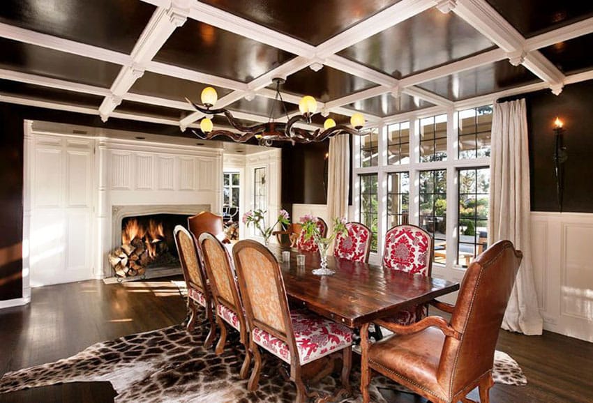 White and dark brown dining room design
