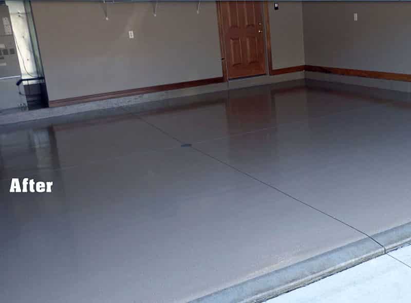 Garage with epoxy coating floor after