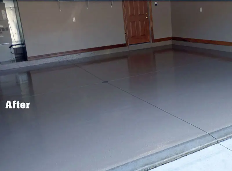 Garage floor with epoxy coating after