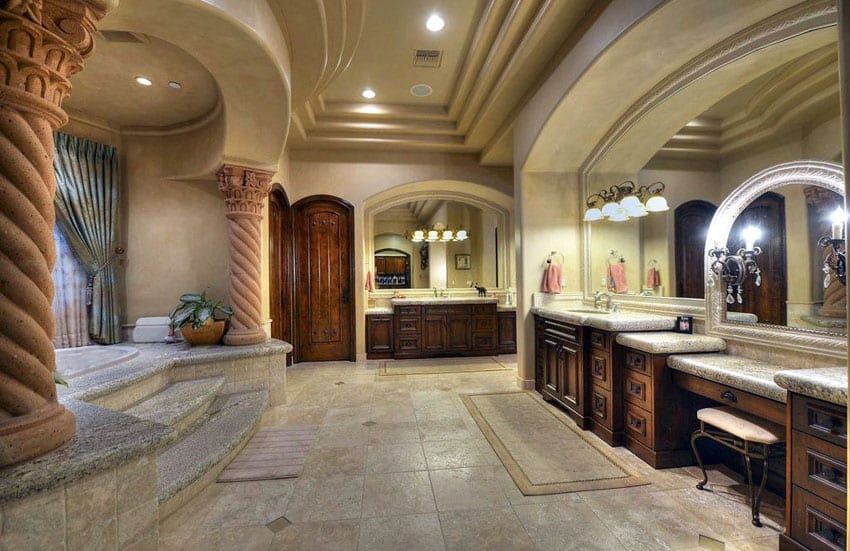 Palatial bathroom with pillars and archway design architecture