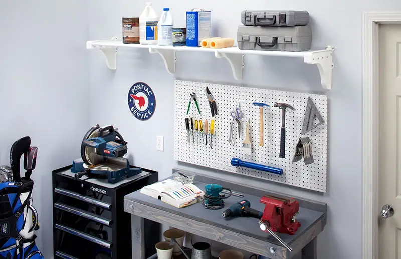 White garage shelving kit