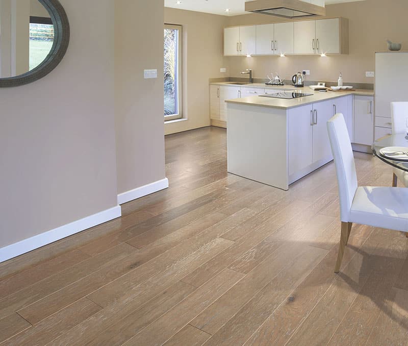 Engineered oak wood floors to kitchen
