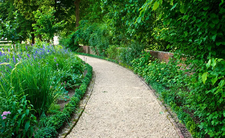 Gravel path through garden