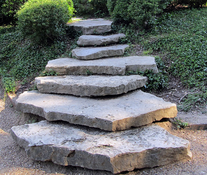 Large rough stone steps path