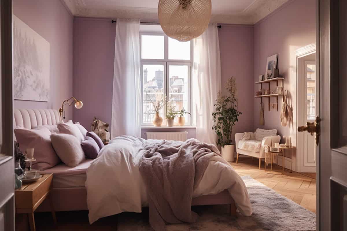 Lavender and blush pink bedroom