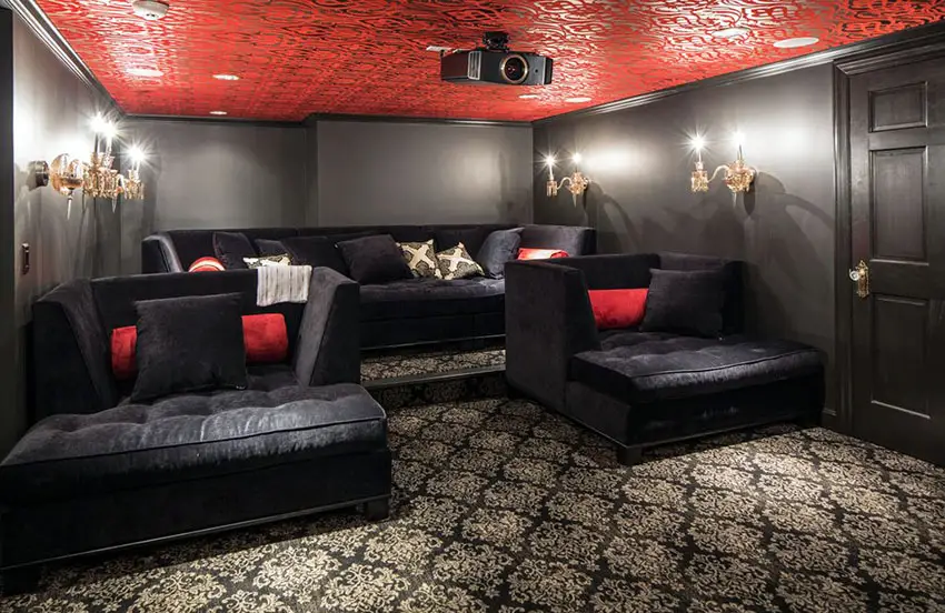 red wall color basement bar designs