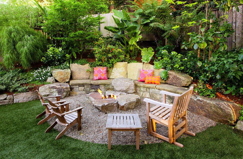 backyard seating on grass