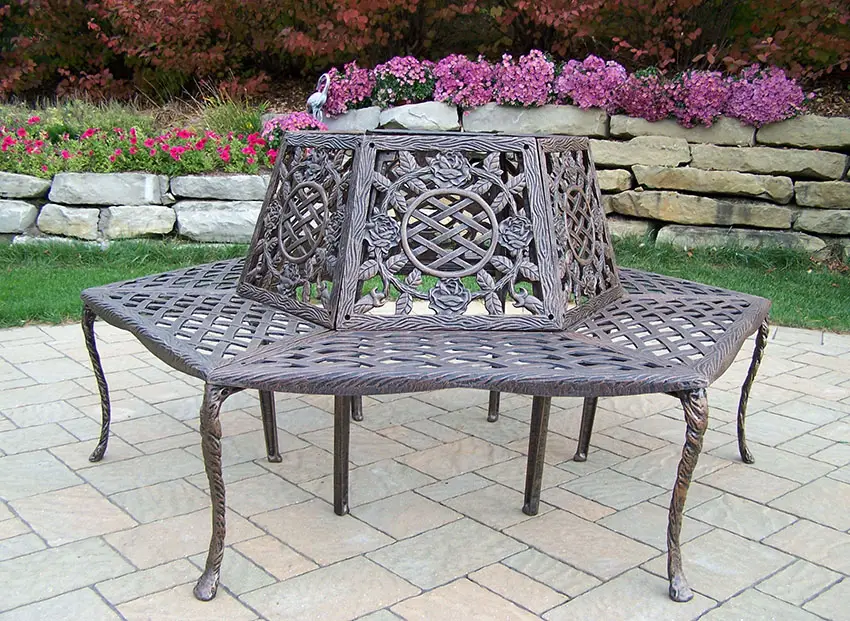 Aluminum bench with tree design
