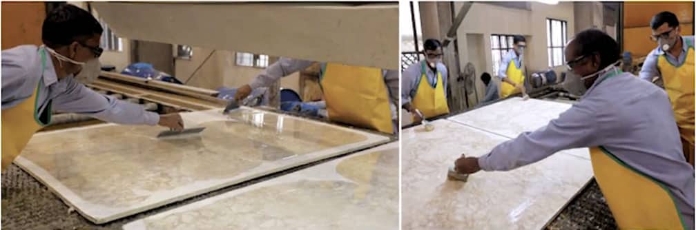 Applying resin treatment to granite countertop