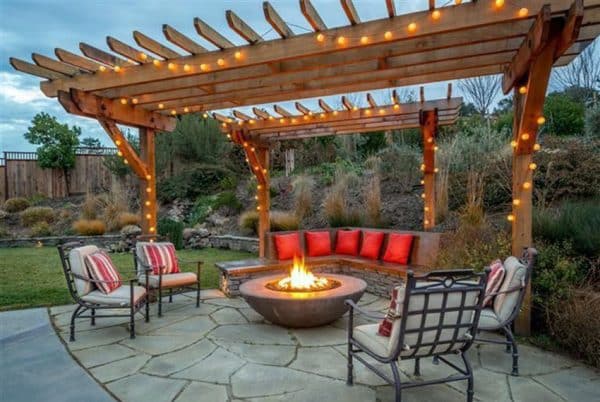 Pergola with Fire Pit (19 Backyard Designs)