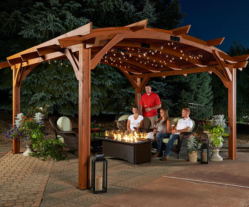 Douglass fir pergola kit with rounded top