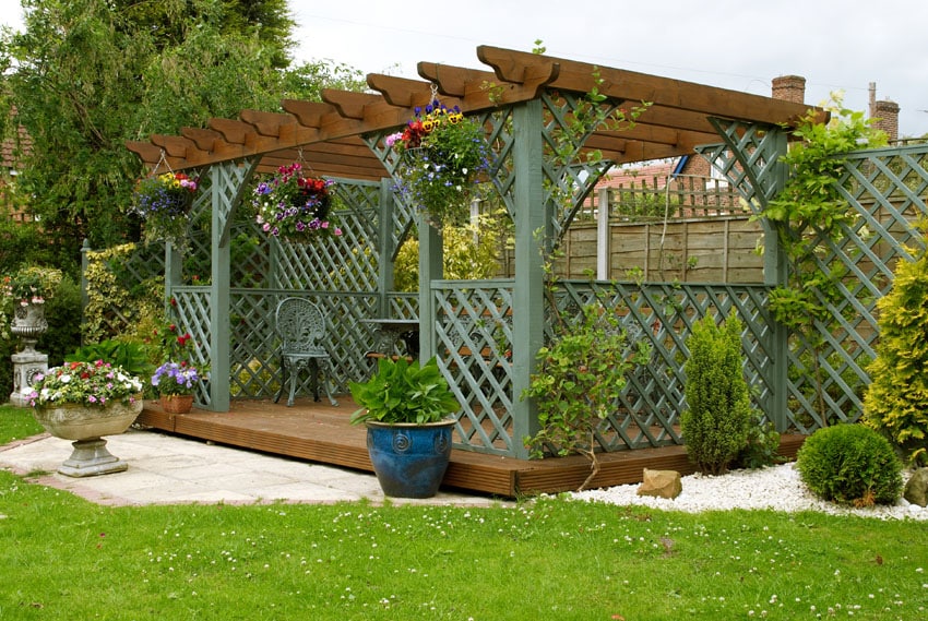 Green and brown garden pergola