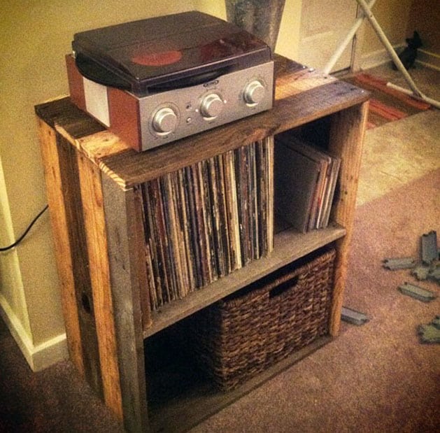 Homemade pallet record stand