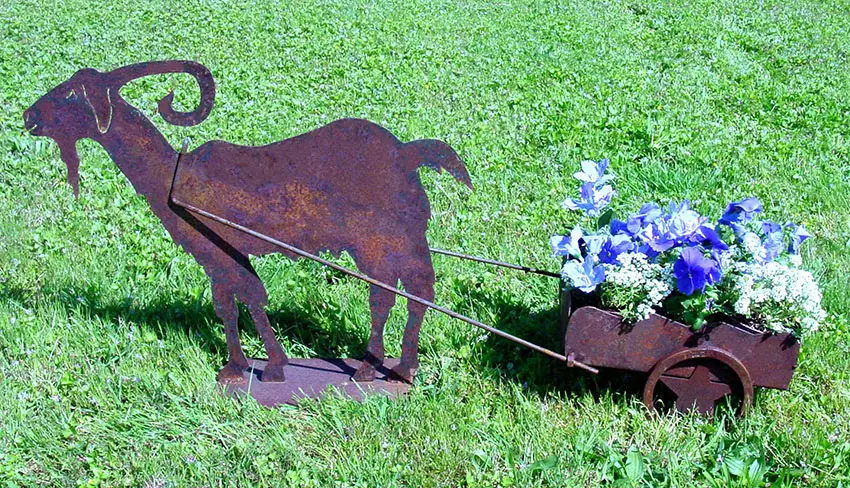 Metal wagon flower planter