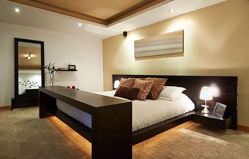 Modern bedroom zen design with beige color tones
