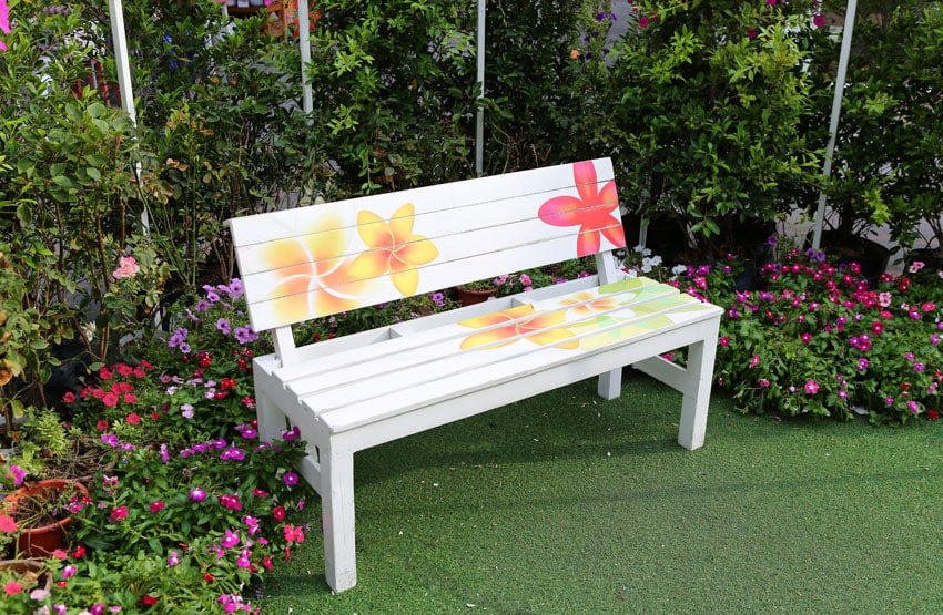 Painted flower bench 