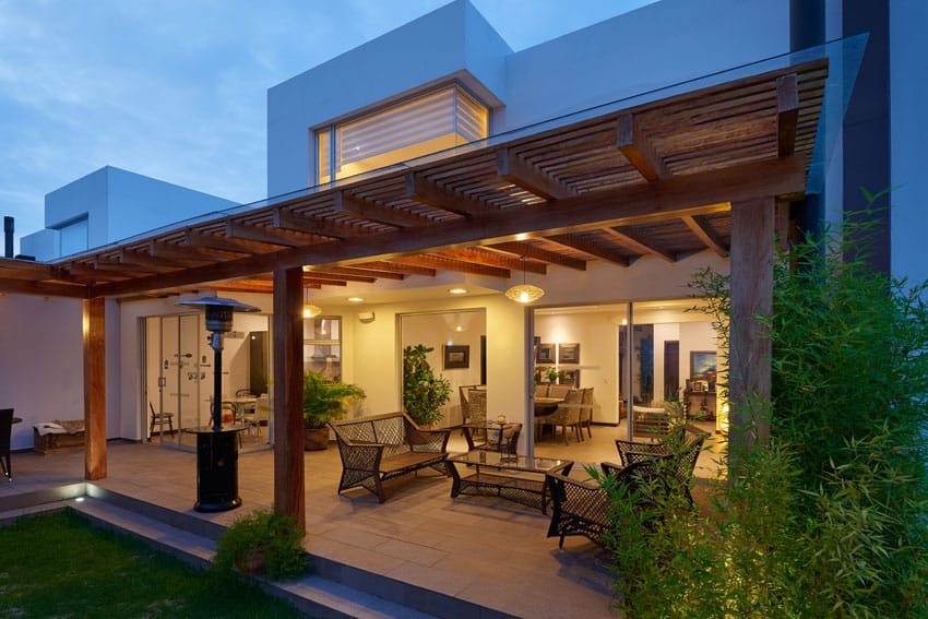 Patio pergola in backyard of home